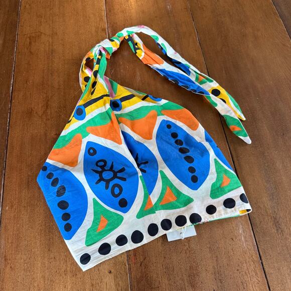 Joie NWT XS Cotton Halter Crop Top Colorful Fruit Abstract Print Smocked Preppy - Picture 6 of 15